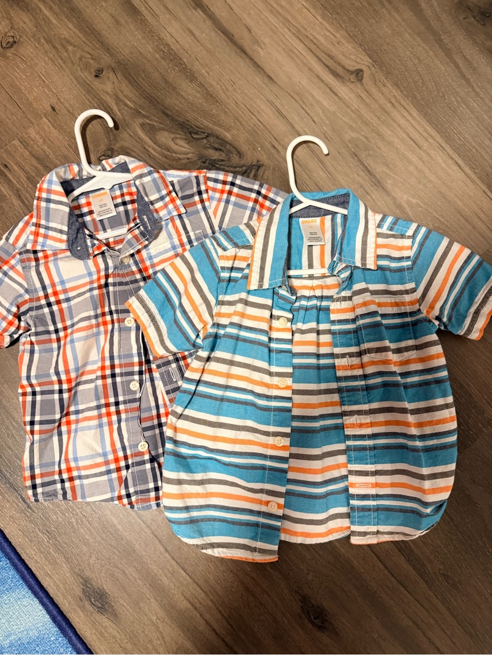Gymboree Blue, Teal & Orange Striped Short-Sleeve Button-Down Shirt